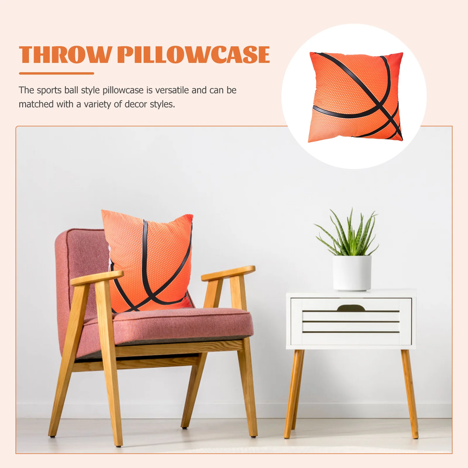 

1pc Sports Ball Design Throw Pillow Cover For Home Sofa Bed Decorative Car Pillow Protector Soft Cushion Cover Lightweight