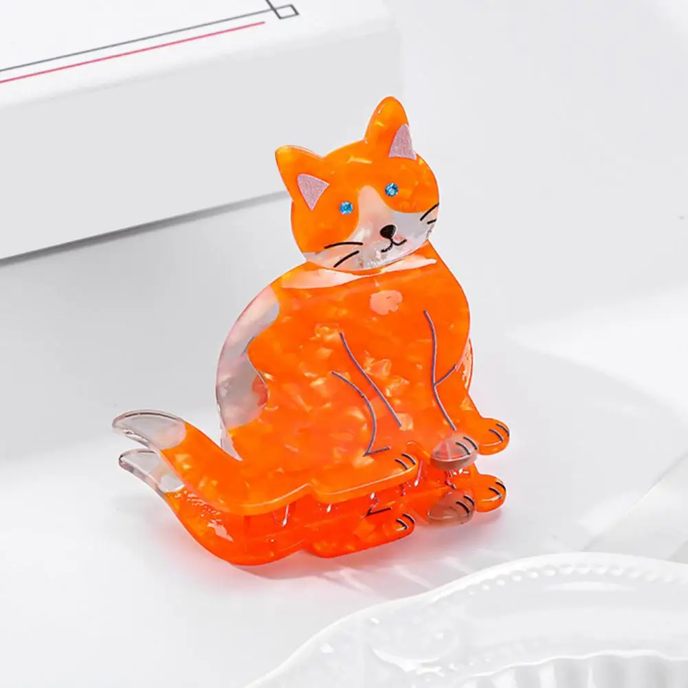 Hair Claw for Thick Hair Cat Design Hair Clip Cartoon Cat Clip Shark Clamp Anti-slip Lightweight Back Head Claw Accessory