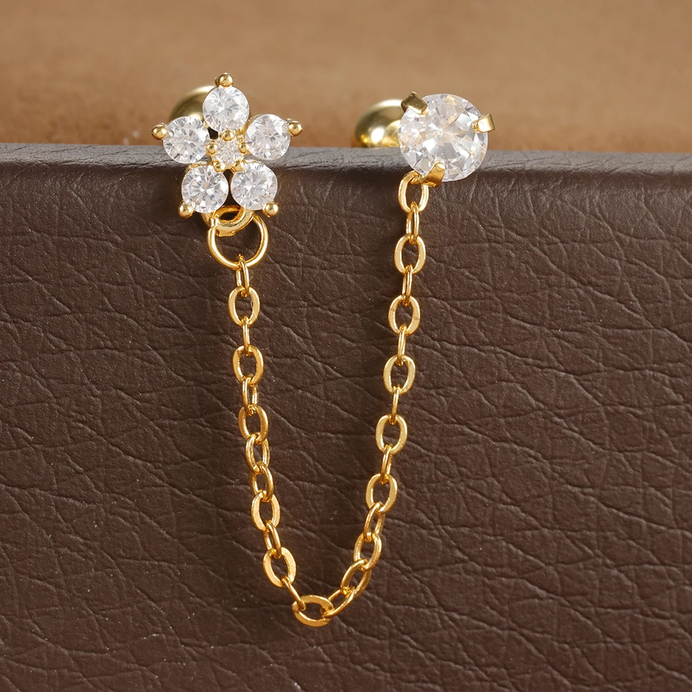 Women's 18K Gold Plated Zircon Crown Stud Earrings