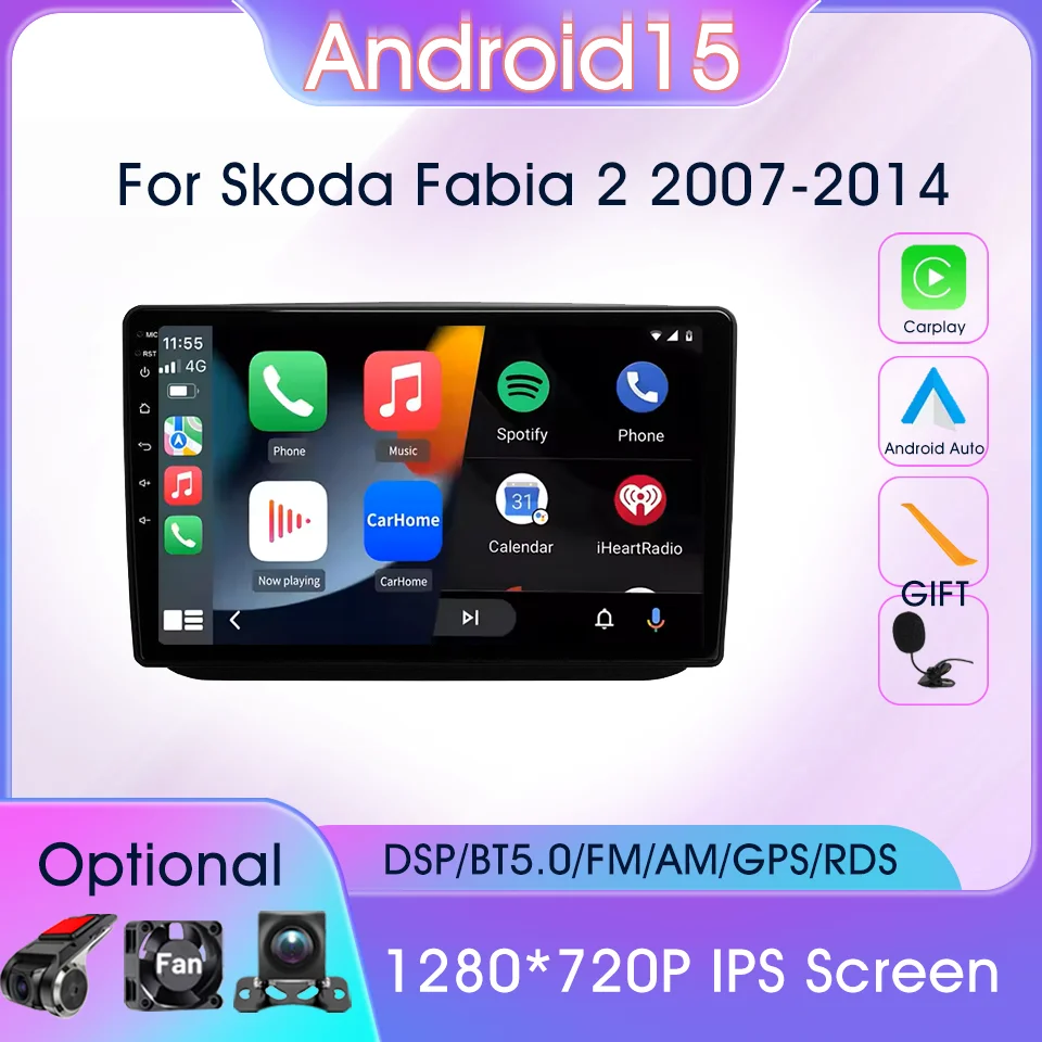 

For Skoda Fabia 2 2007-2014 Car Radio Android Auto Multimedia Video Player GPS Navigation Carplay Touch Screen DSP Stereo Radios