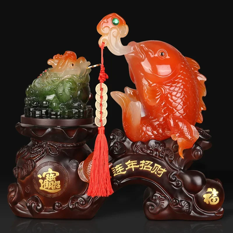 

Resin Feng Shui Fish Crafts, Creative Opening Gifts, Figurines Miniatures Ornaments, Office and Home Decorations