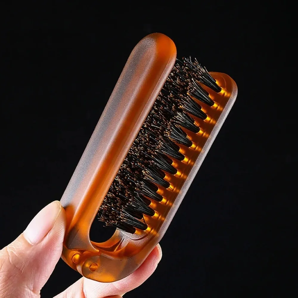 High Quality Amber Boar Bristle Hair Brush Portable Foldable Styling Tool Head Massager Scalp Massage Beard Brush