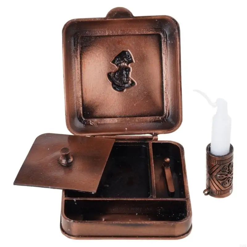 Practical Pocket Box with Hand Cranked Flame Starter Metal Texture 55KF