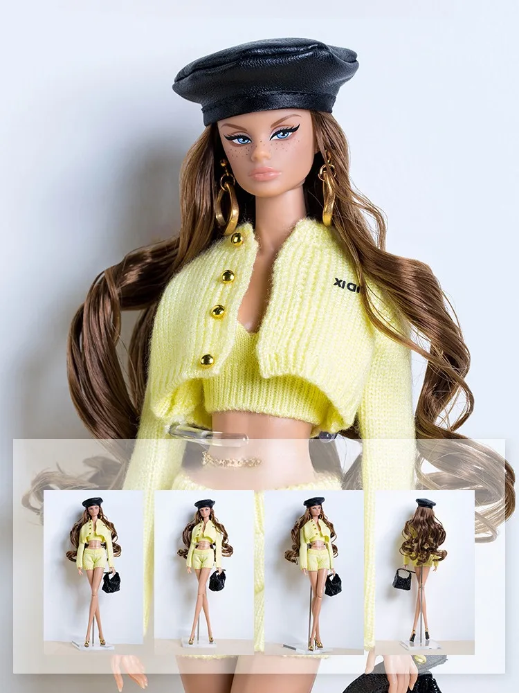 32cm Supermodel Doll Clothes Suit Casual Sweater Vest Earrings Accessories Design 1/6 BJD Doll Dress Up DIY Toys Collector