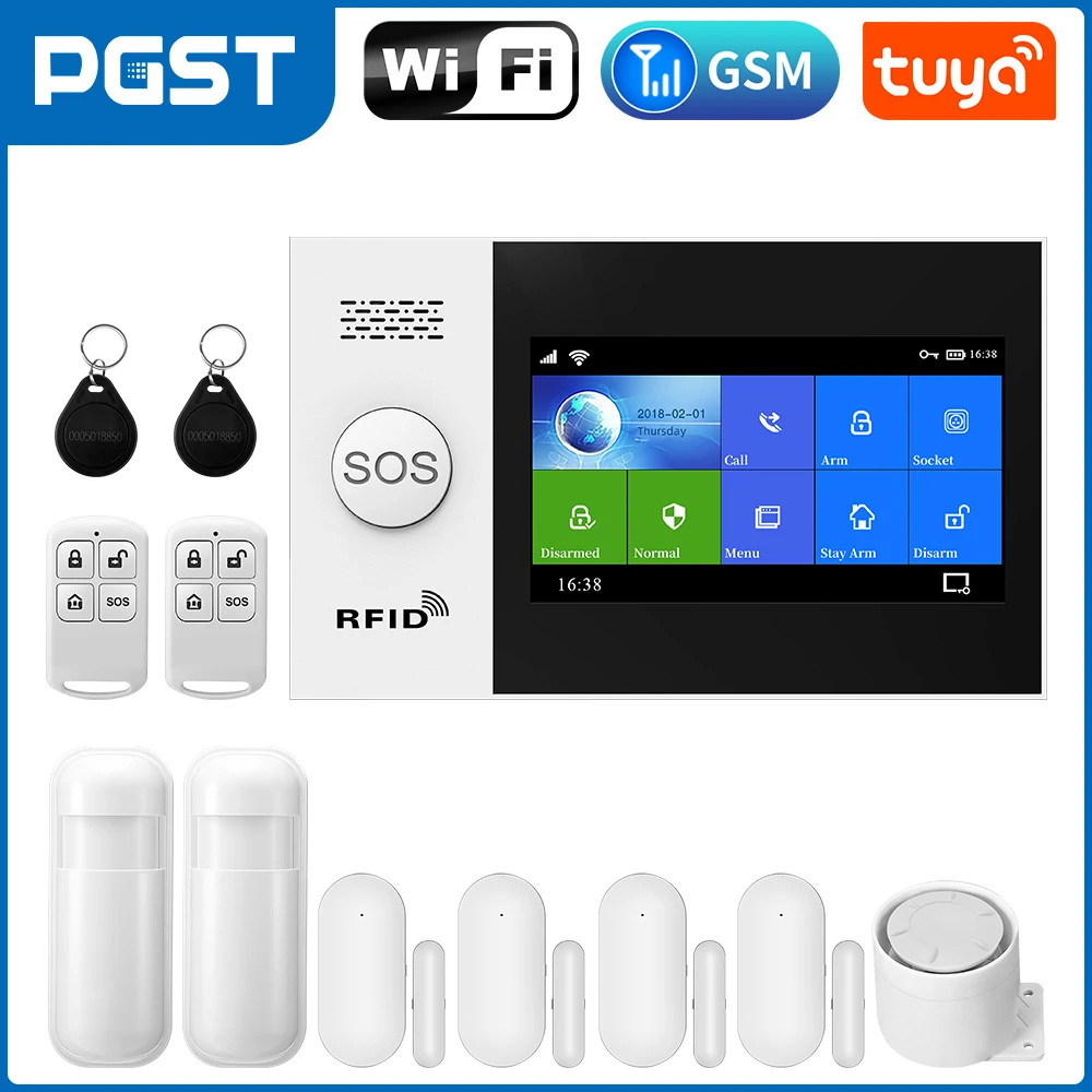 Tuya Smart Alarm System 4.3 inch Screen WIFI GSM Burglar Home Security With PIR Motion Sensor