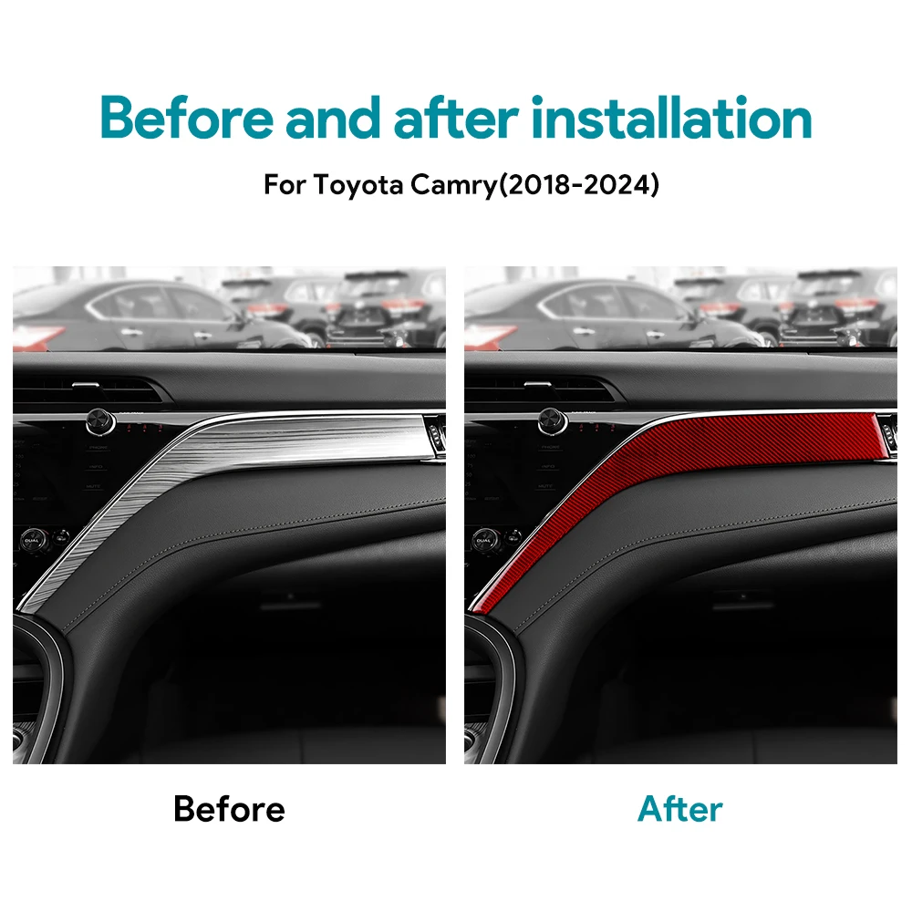 Real Soft Carbon Fiber For Toyota Camry 2018 2019 2020 2021 2022 2023 2024 LHD RHD Car Passenger Instrument Panel Accessories