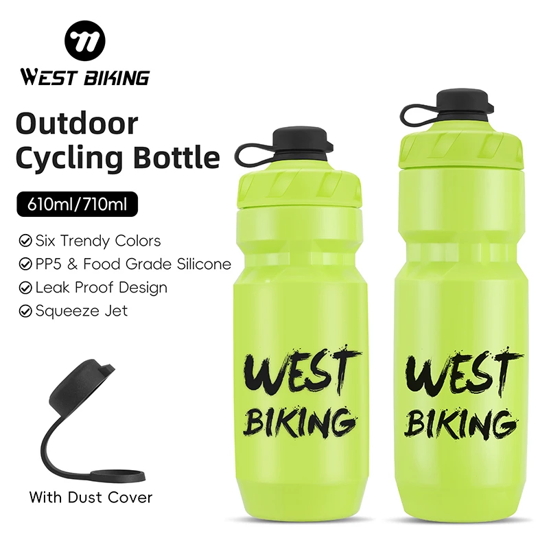 

WEST BIKING Cycling Water Bottle Food-Grade Silicone Sports Water Kettle Portable 610ml/710ml Water Cup MTB Road Bike Accessory