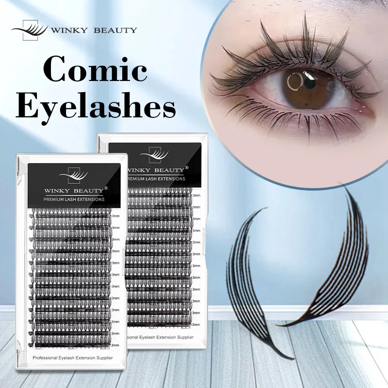 Winky Beauty Premade Elf Eyelash Comic Spire Cosplay C/D Curl Anime Effect Soft Plume Fluttering Manga Eyelash Extensions