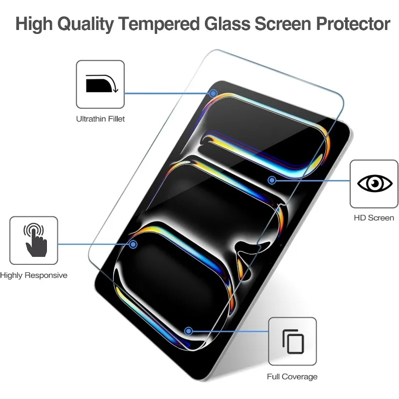 2pcs 9H Tempered Glass For iPad Pro 13 inch 2024 M4 A2926 A3007 A2925 Clear Screen Protector Anti Scratch Protective Film