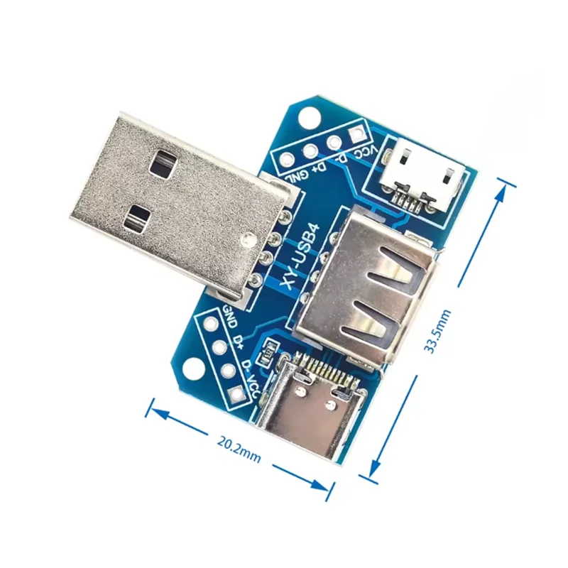 USB Head Switchboard Male Connector to Type-c Micro USB Female 2.54-4P transfer test board USB adapter plate XY-USB4