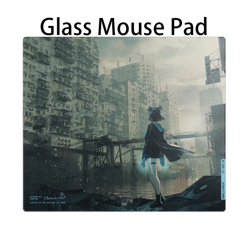 For WALLHACKSP-005 Anime YUME Glass Gaming Mouse Pad Tempered Glass MousePad Frosted Surface For FPS PC Esports Gaming Mouse Pad