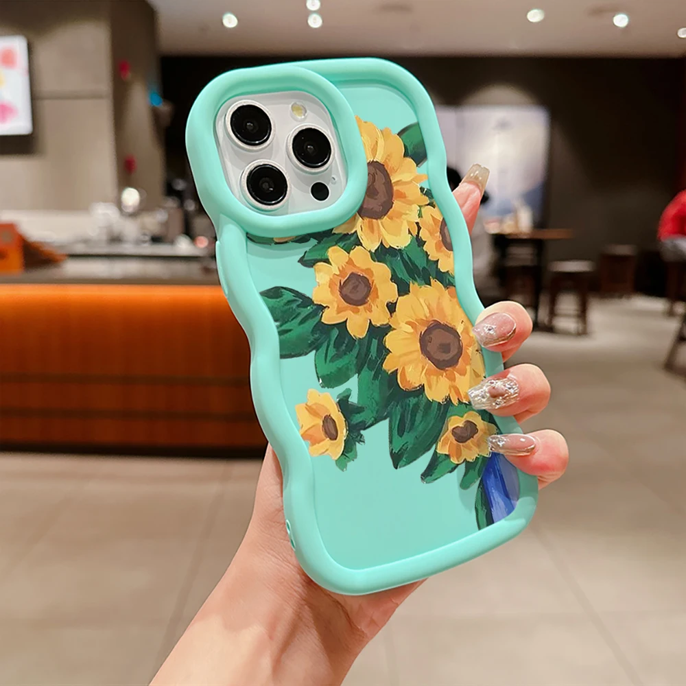 Sunflower Happy Every Day Phone Case For iPhone 16 15 14 13 12 11 Pro Max X XS XR 7 8 Plus Soft Silicone Shockproof Back Cover