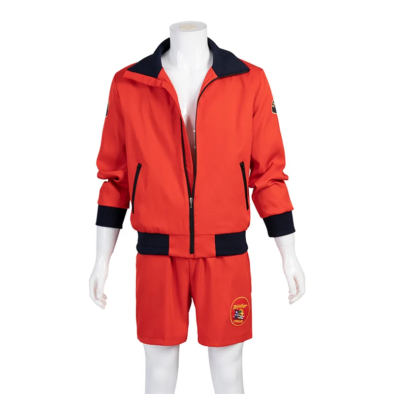 TV Pam and Tommy Cosplay Costume  Red  David Hasselhoff Baywatch Coat Short Pants Full Suits Halloween Carnival Party Outfits