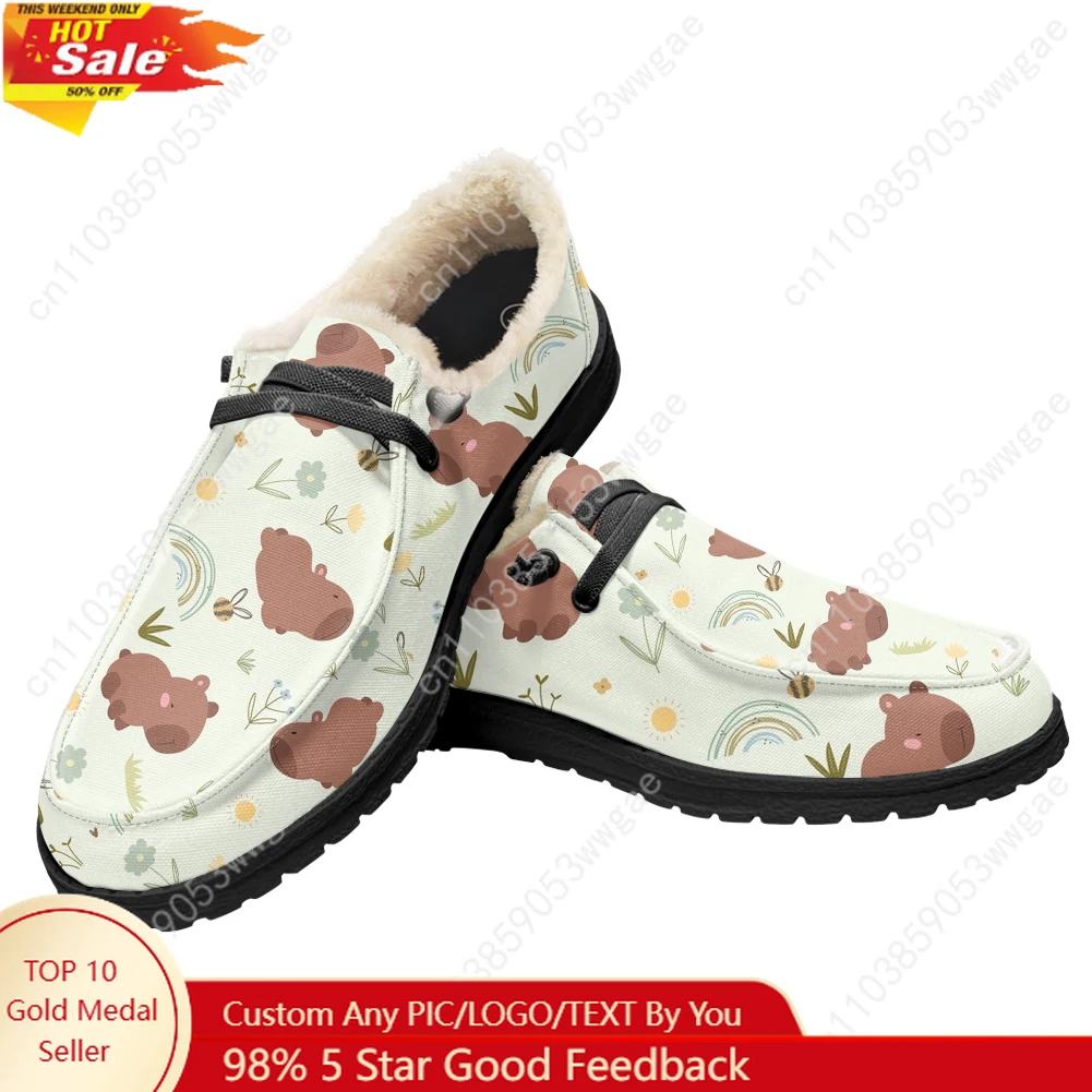 

Capybara Velvet Flat Shoes Mens Womens Fashion Warm Casual Shoe Indoor Outdoor Light Shoe Couple Cartoon Customized Couple Shoes
