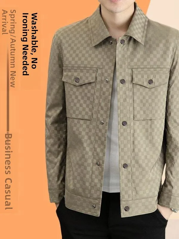 

Spring Autumn Men's Workwear Jaet Slim Fit Casual Collar Sle ort Coat Korean Version Faionable Individual Top