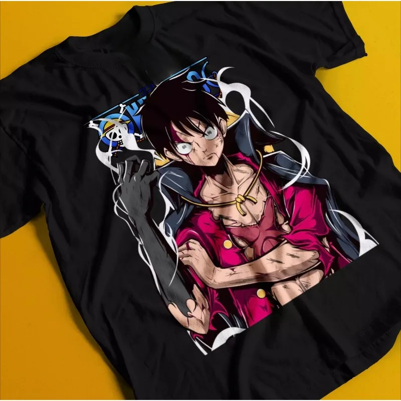 

Японская футболка ONE PIECE, винтажная специальная футболка с изображением любви аниме, японская рубашка, футболка с аниме, подарочная рубашка в стиле манга для мужчин и женщин