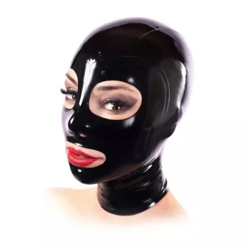 Latex Hood with Back Zipper Rubber Mask for Party Fetish Clubwear Catsuit