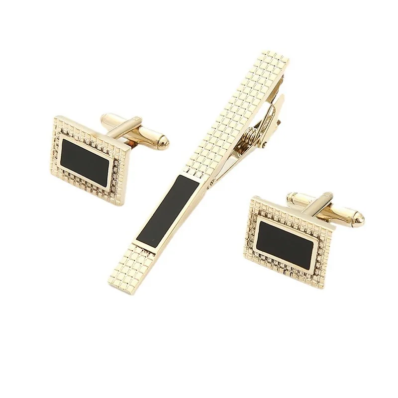 High-end-Gold Farbe Manschettenknopf Krawatte Clip Set Manschettenknopf Hemd Kragen Clip herren Business Luxulry Schmuck Hochzeit Zubehör – Detail 4