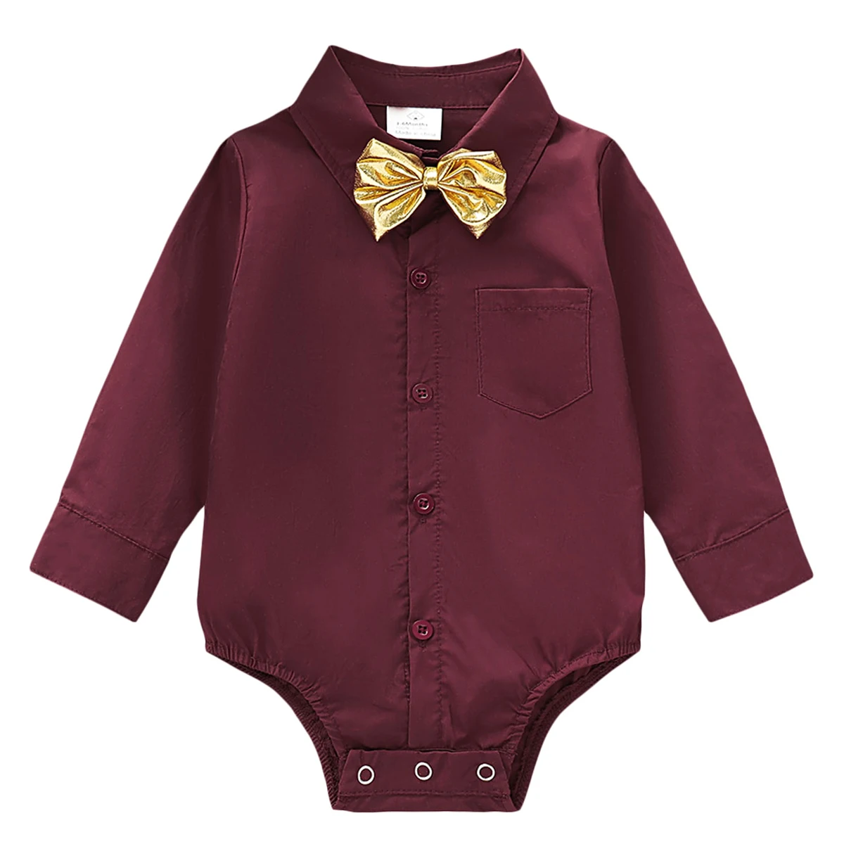 Newborn Infant Boy Shirt Romper Solid Color Long Sleeve Gentlemen Baby Bodysuit with Bow Tie 2022 New Cotton Baby Boy Clothes