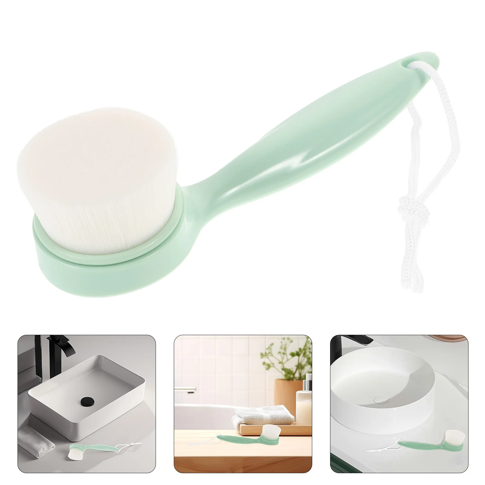 

Soft Face Brush with Long Handle Soft Bristles Facial Cleansing and Exfoliating Brush for Makeup Removal Facial Massage Skin