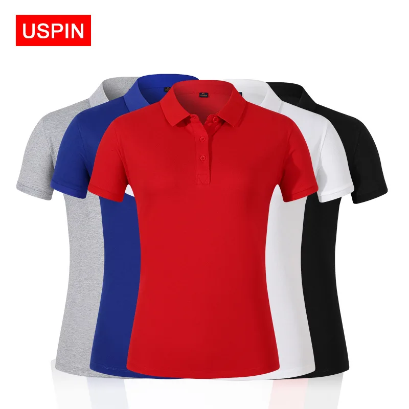 

Women's short sleeved T-shirt, high-end satin pearl ground solid color flip collar, blank shirt, work clothes, advertising shirt