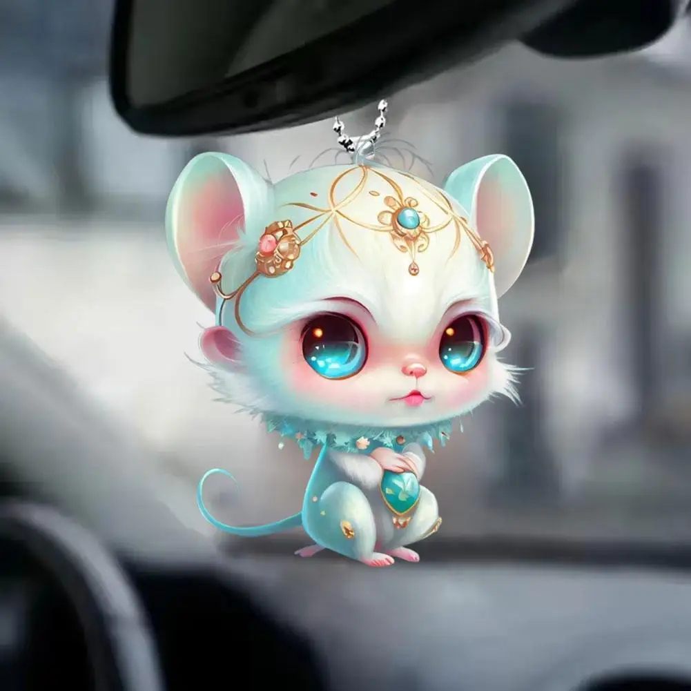 

Acrylic 2d Cute Animal Chinese Hanging Ornament Mirror Backpack Key Car Interior Pendant Decoration Rearview X8A4