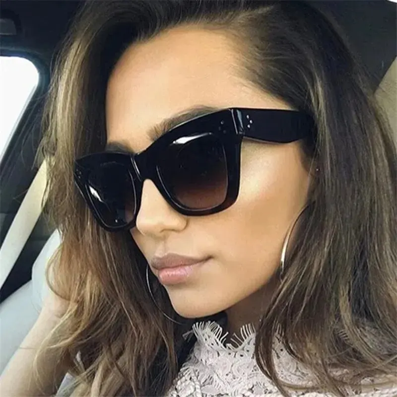 Luxury Rectangle Sunglasses Women Brand Designer PC Frame Gradient Lens Classic Rivet Shades Female Male Fashion Eyewear UV400 image 2
