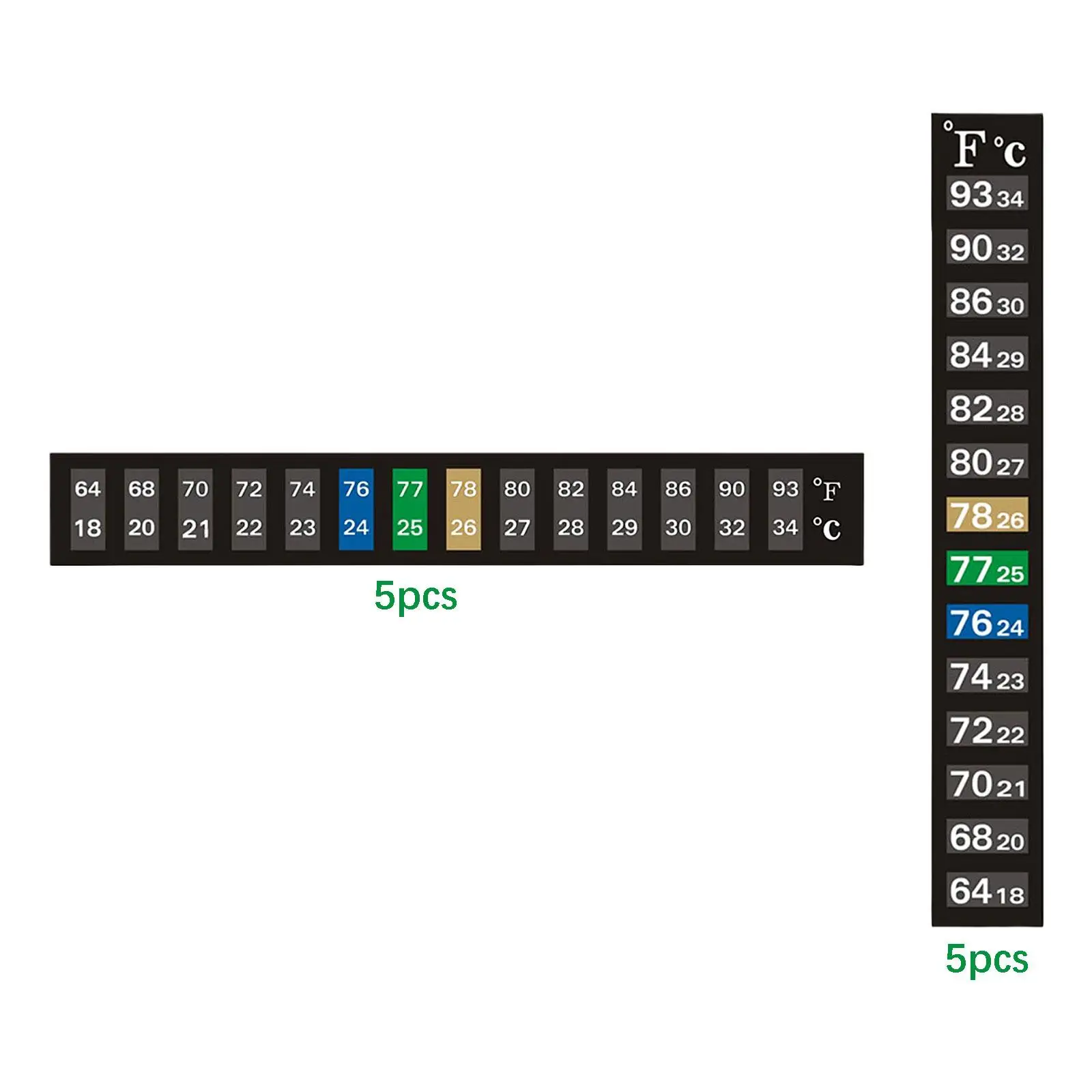 6x5x Aquarium Thermometer Sticker Temperature Indicators Easy to Install Compact Fish Tank Temperature Strip Decals