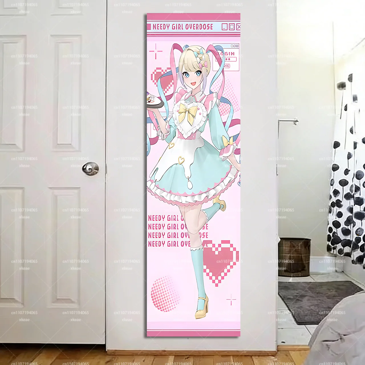 Needy Girl Overdose KAngel Tapestry, Ame-chan Maid Outfit Wall Art, Pink Pastel Vertical Room Decor for Fans