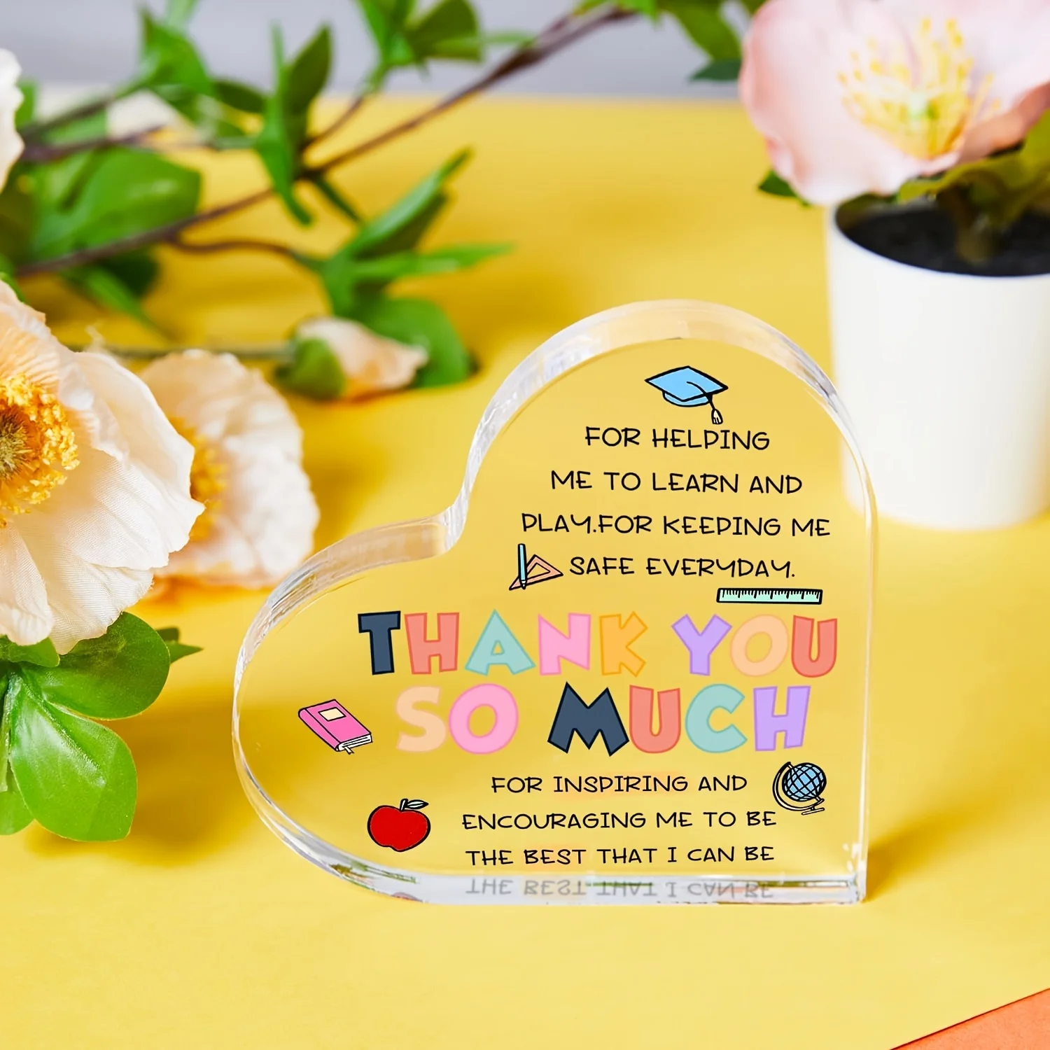 Inspirational Gifts for Women Teacher，Teacher Appreciation Gifts, Best Teacher Gifts, Heart Shape Plaque Gift