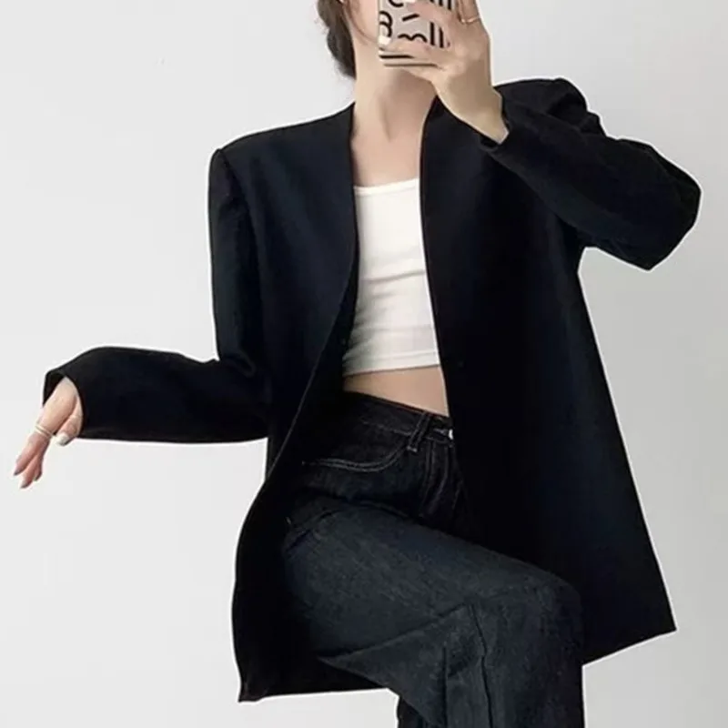 HKSH Autunno Nuove Donne Blazer di Colore Solido Manica Lunga Stile Semplice Elegante Moda High Street Tide Chic Office Lady Cappotto HK10215