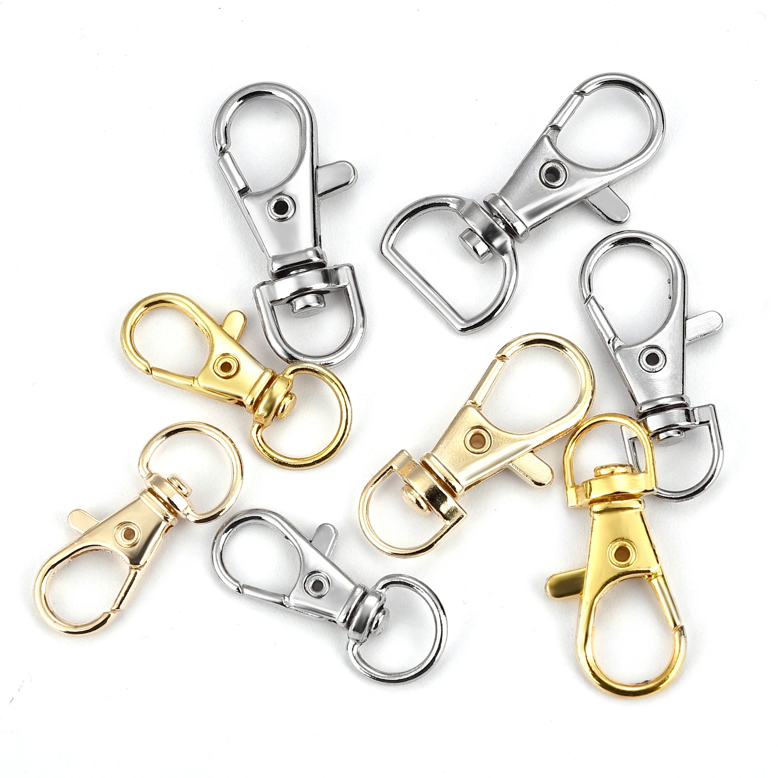 10PCS Swivel Clasps Lanyard Snap Hooks With Key Rings Key Chain Clip Hooks Lobster Claw Clasps For Keychains Jewelry DIY Crafts