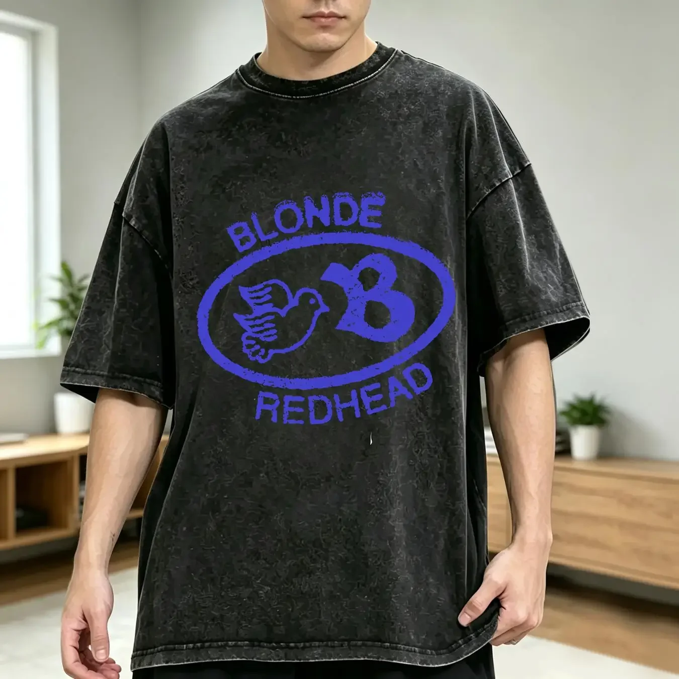 washed T Shirt Blonde Redhead Band Logo Tour Rock Music long or short sleeves vintage Washed Breathable graphic Comfortable