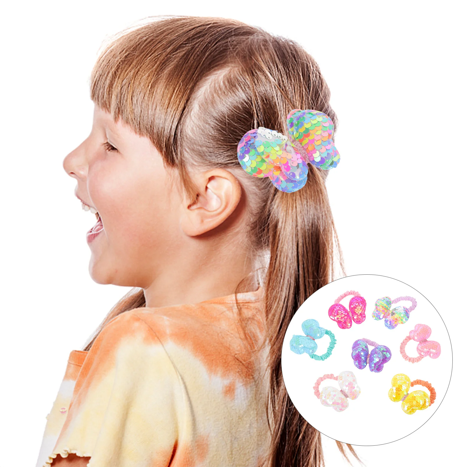 

14pcs Children'S Hair Ties Glitter Bow Elastic Bands Soft Scrunchies Sparkle Ponytail Holders For Toddler Girls Hair Accessories
