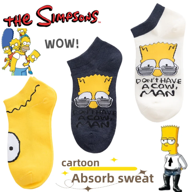Nuevos Calcetines de Tobillo de Algodón Puro Cómodos y Lindos con Diseño de Los Simpson, Bart y Maggie, Calcetines Personalizados para Parejas