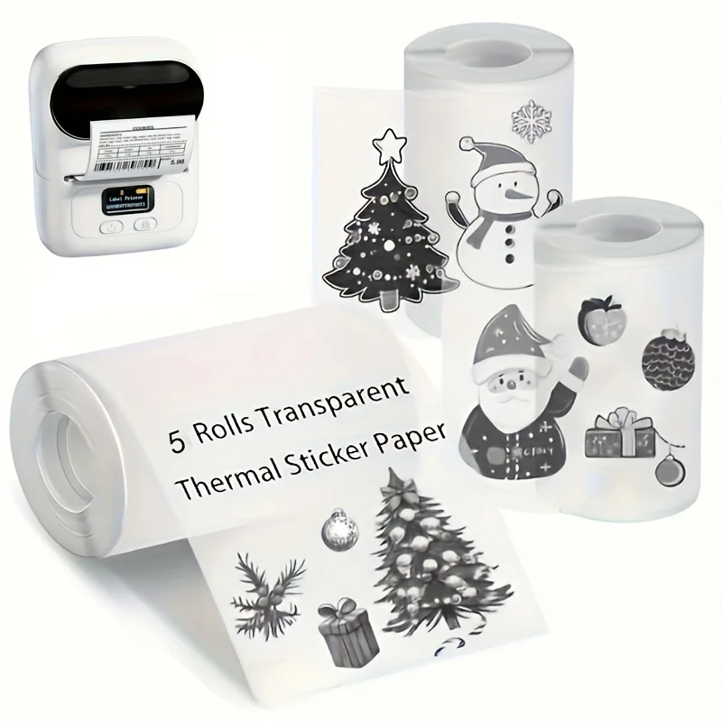 Thermal Printer Paper Self-Adhesive Transparent Stickers for T02 M02X Printers Receipts Photos Lists Notes Office Home Craft Use