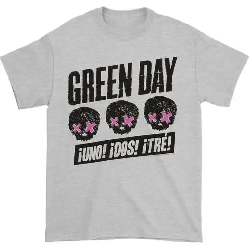 Officially licensed Green Day 3 Heads Mens Grey T Shirt Green Day Classic Tee