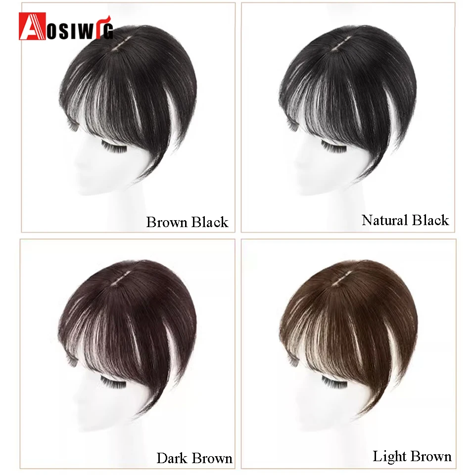 AOSI Synthetic 3D French Bangs Wig Female Natural Seamless High Temperature Hairpiece Head Top Replacement Cover White Hair Fake