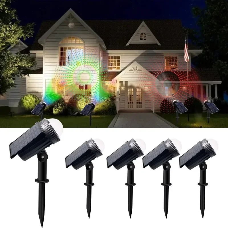 7 Color Modes Solar Lawn Lights LED Outdoor RGB Lighting LED Projection Lamp Waterproof for Courtyard Garden Decoration Lights