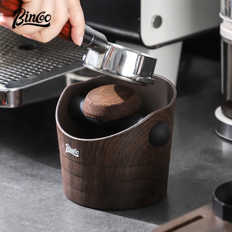 Bincoo Wood Grain Coffee Dregs Bucket Household Italian Waste Dregs Storage Tool Knocking Powder Bucket Coffee Mini Pressing Powder