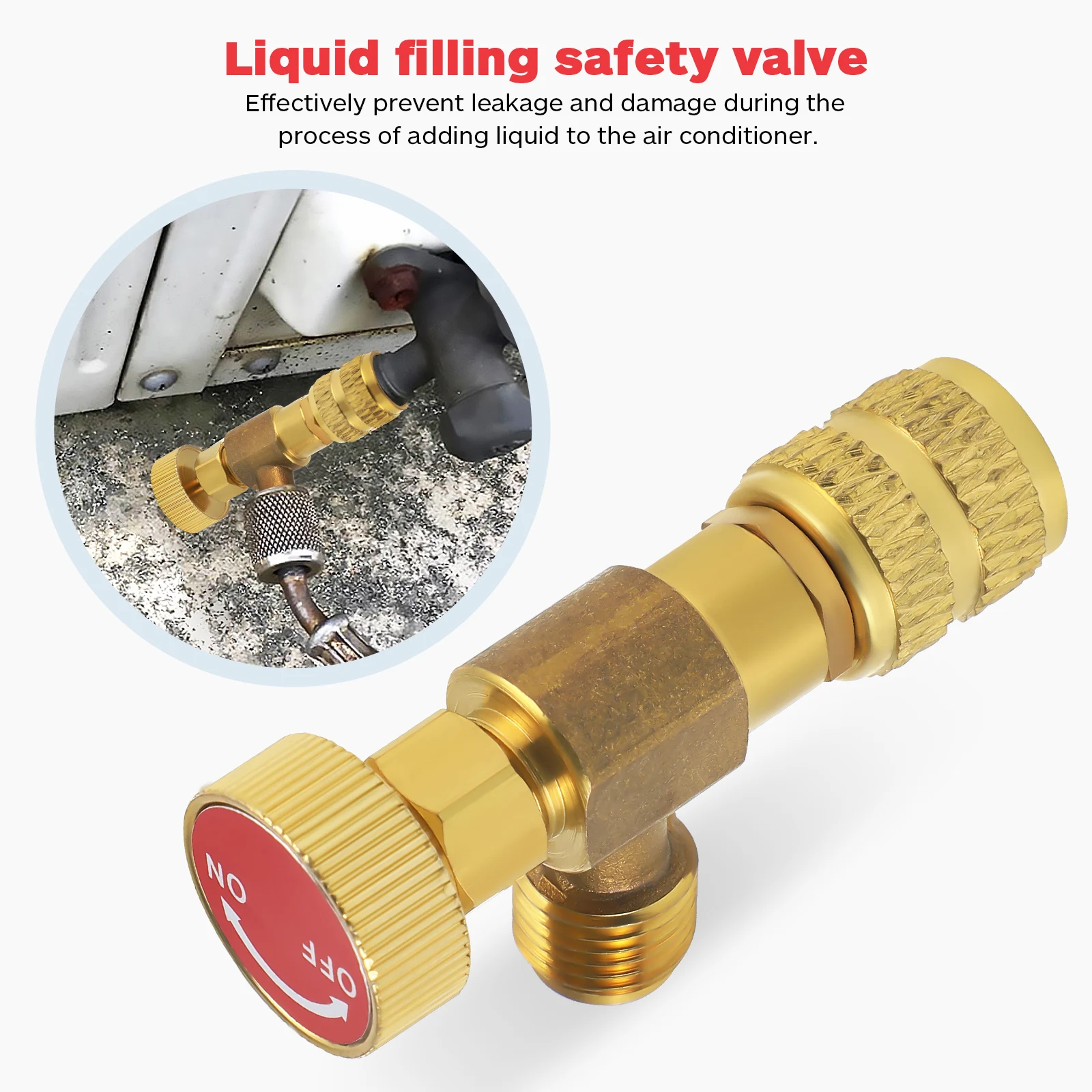 

2 Pcs Air Conditioning Safety Valve Brass Compact Valves R410 Refrigerant Dual Meter Tool Spool Precise Control Easy