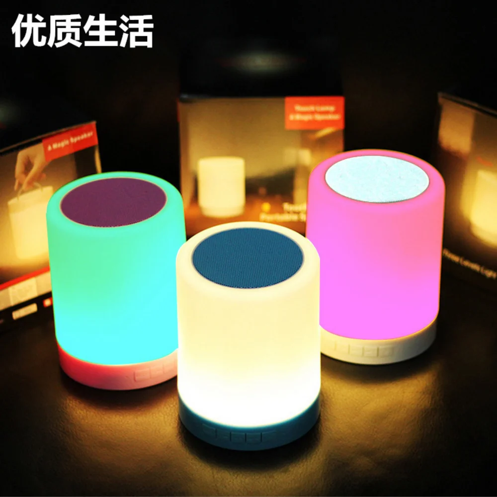 Altoparlante Bluetooth colorato luce portatile Touch Tf altoparlante con scheda Plug-in ricarica lampada da tavolo atmosfera piccola luce notturna