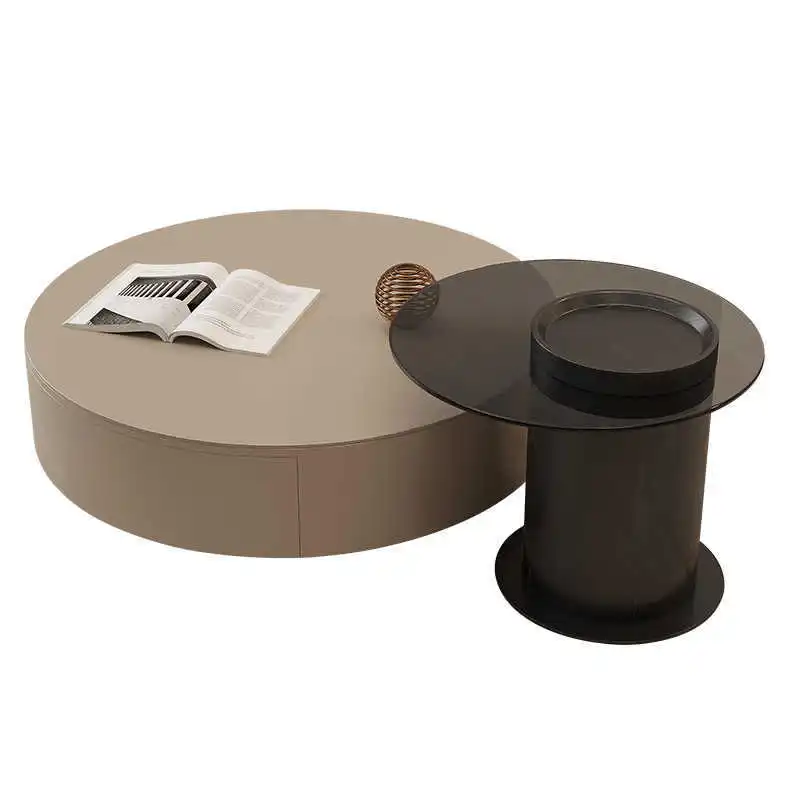 

Round coffee table, simple and modern small apartment living room household wabi-sabi windshield corner coffee table, TV ca