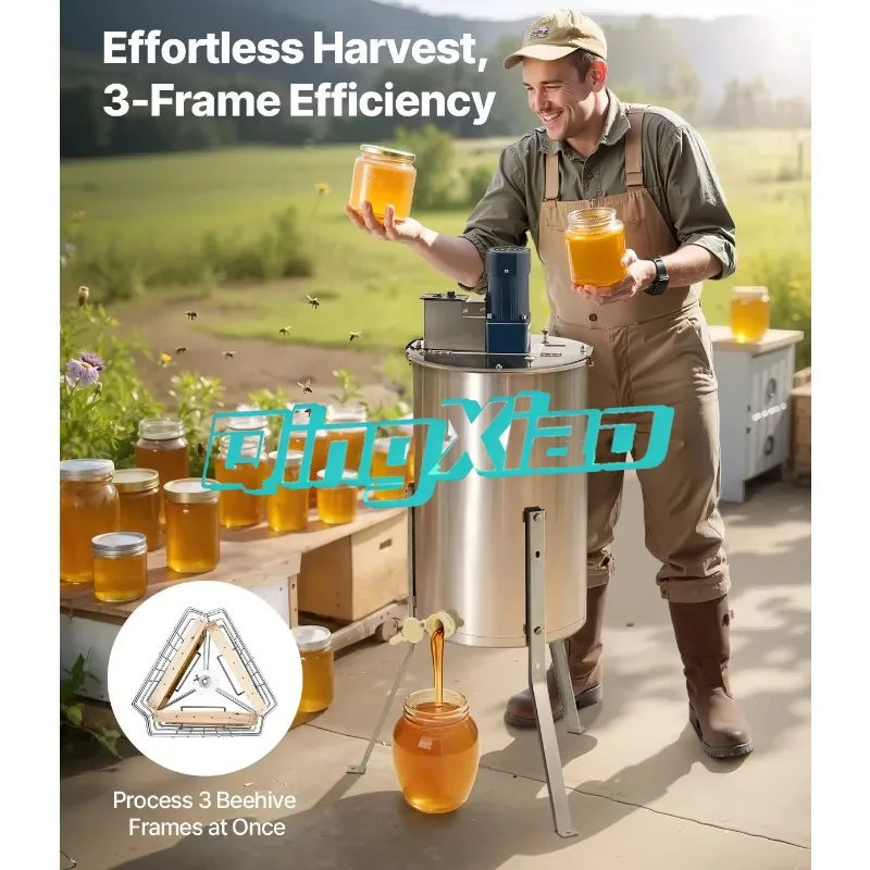 Electric 3 Frame Honey Extractor Stainless Steel Beekeeping Equipment With Honey Outlet For Efficient Beekeeping Processing view 2