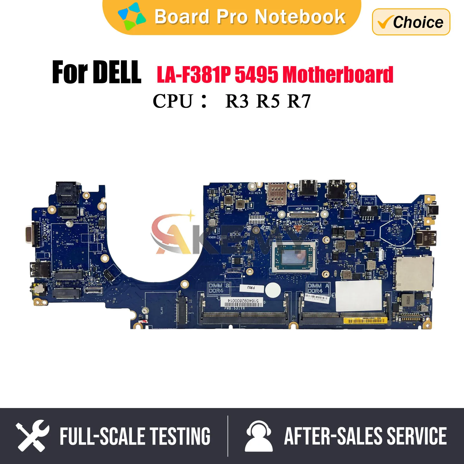 

LA-F381P For Dell Latitude 5495 Laptop motherboard with CPU R3-2300U R7-2700U 07CT81 09GYDK 0WF17X 100% Tested Fully Work