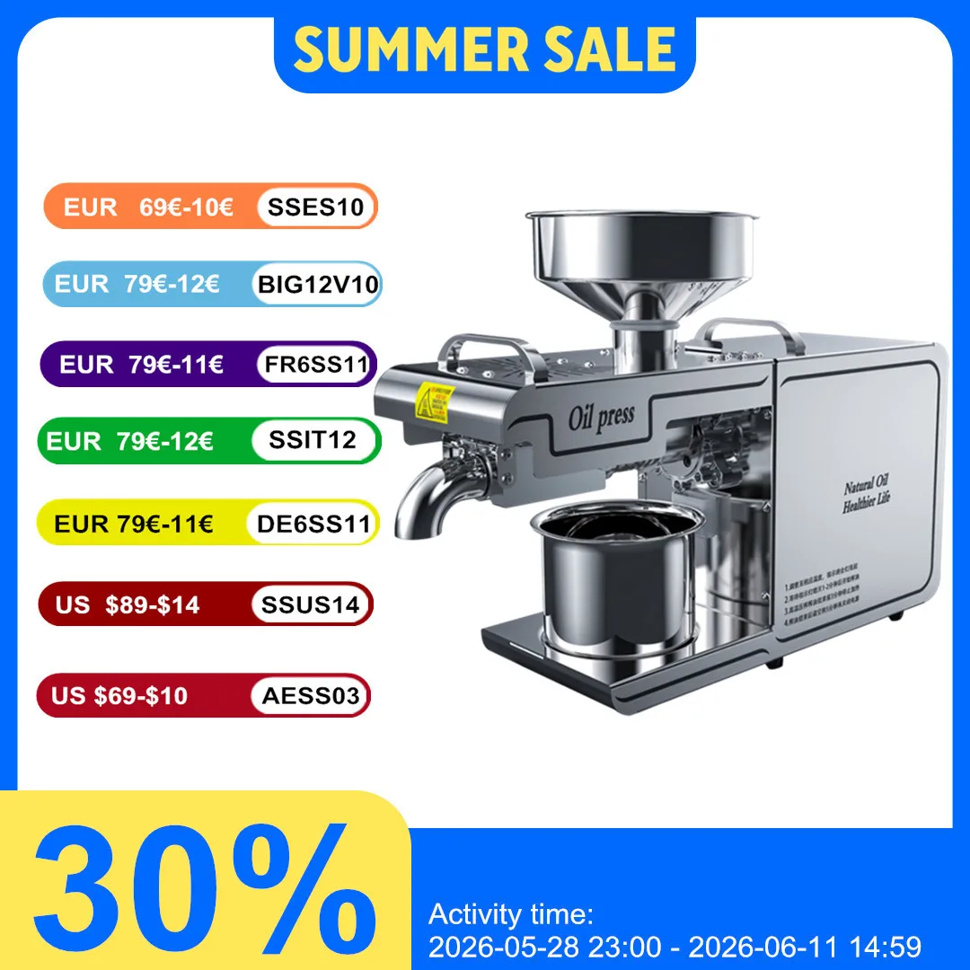 Oil Machine 7-11kg /H Automatic Cold Press High Speed Oil Extractor Extraction Temperature Control Peanut Coconut Oil Press