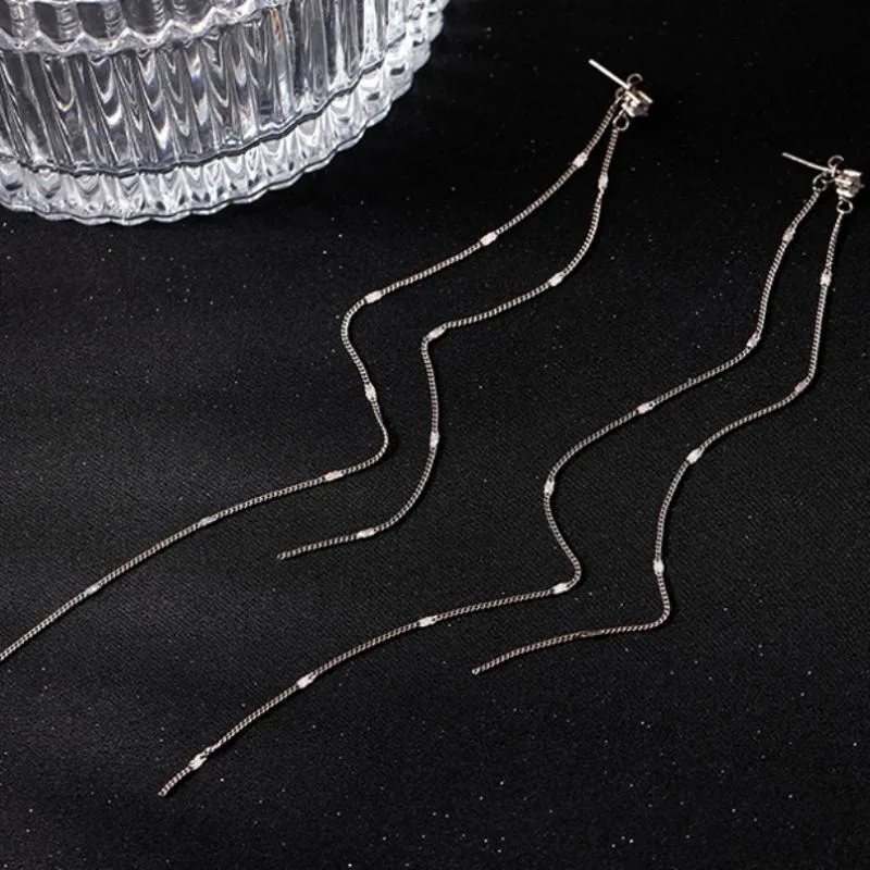 Fashion Silver Color Long Earrings for Women Tassel Temperament Ear Line Fine Jewelry Pendientes 2024 Tendencia Party Gifts