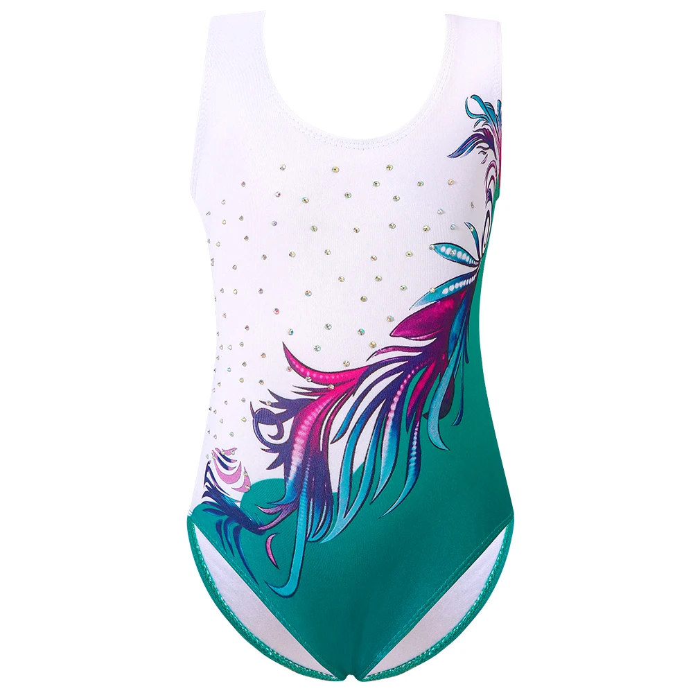 Trykoty gimnastyczne dla dziewczynek, błyszczące, jednoczęściowe, bez rękawów, trykoty do akrobatyki, strój do ćwiczeń baletowych.