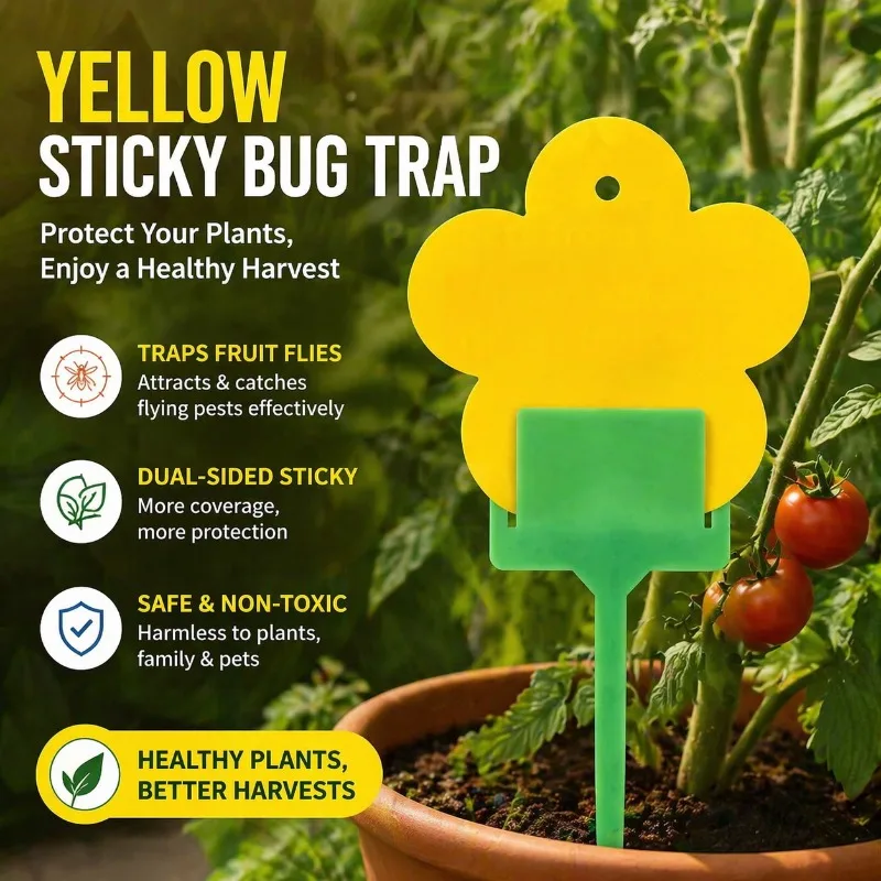 Visual Induced Sticky Glue Sheet Dual Face Catching Layout Target Melon Flies Midges Black Gnats Non-toxic Planting Accessory