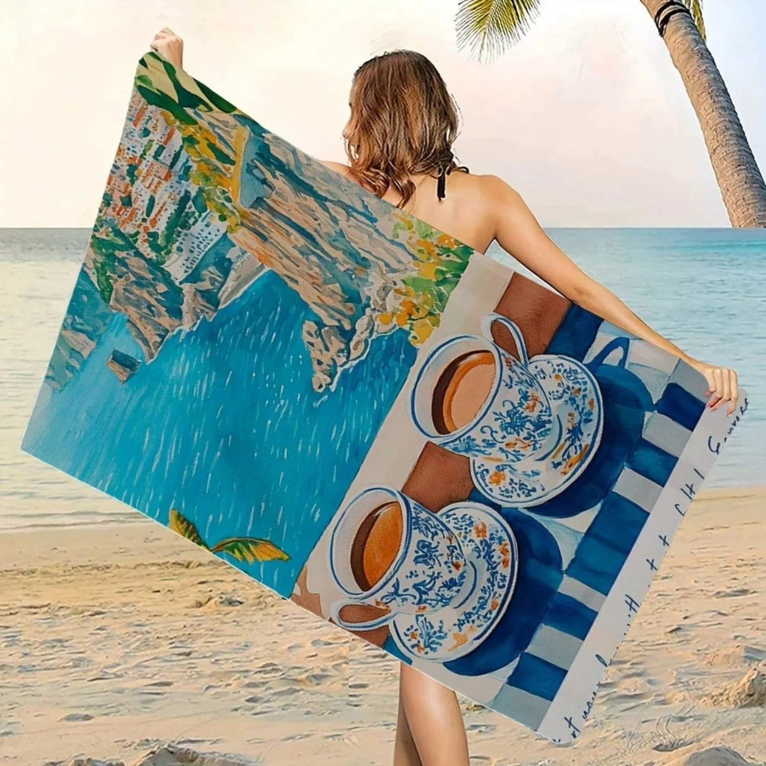 

Один пляжное полотенце Amalfi цвета эспрессо, итальянский пляжный дизайн, подходит для пляжного использования.